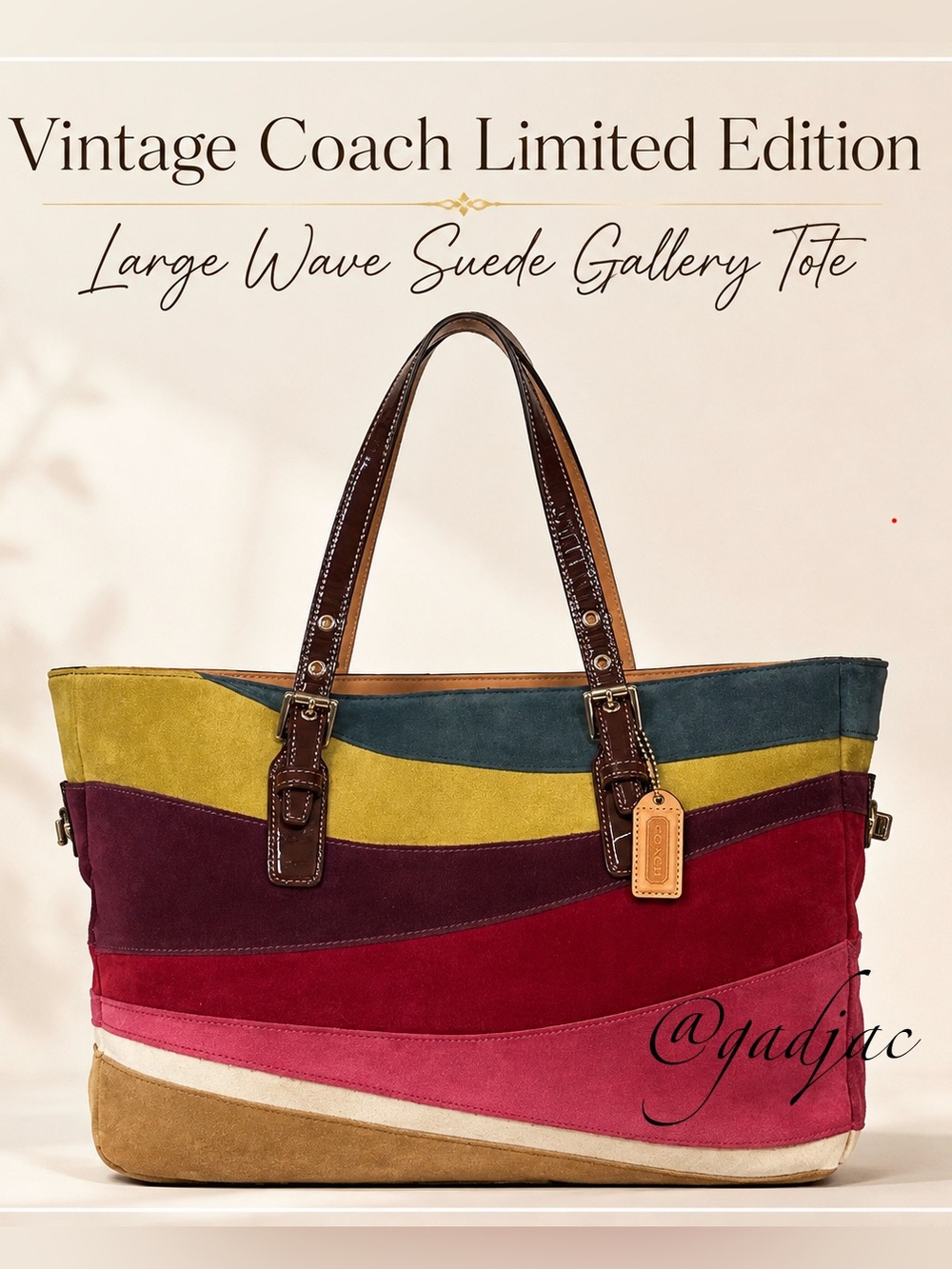 Vintage Coach Limited Edition Large Wave Suede Gallery Tote